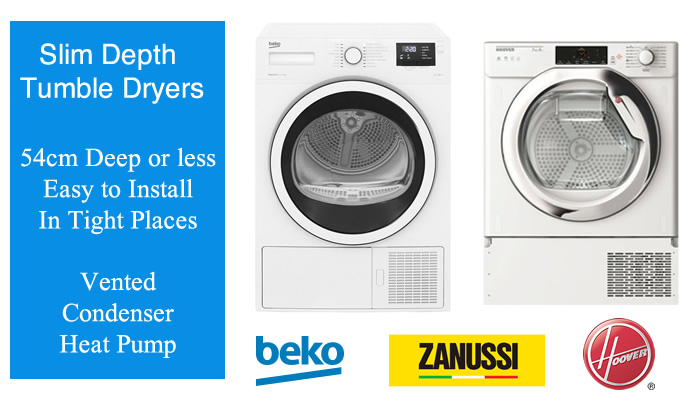 Compare prices of slim tumble dryers with depth 54cm and Under